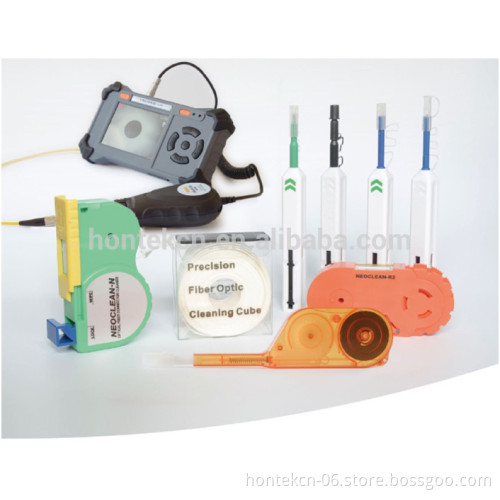 Fiber Optic Connector Cleaning Kit with Sticks, Cassette/Reel/One-click Cleaners